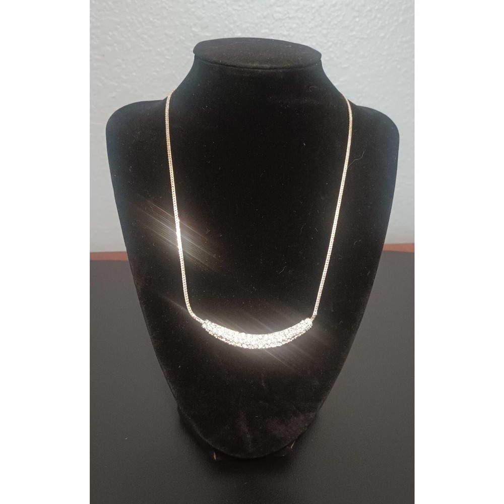 Trifari Silver Diamond Crescent Necklace